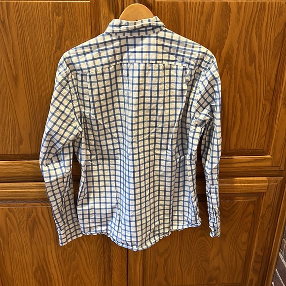 White and Blue Plaid Men’s J. Crew Button Down - Picture 2 of 3